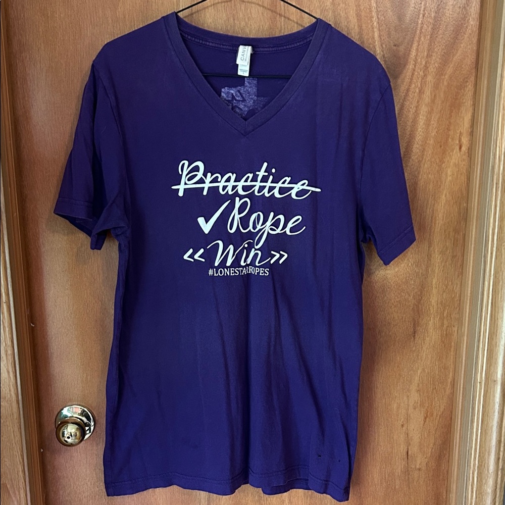 Bella Canvas Lone Star Ropes Purple V-Neck Tee size large